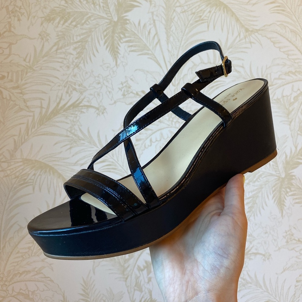 Kate Spade Patent Leather Strappy Platform Wedges